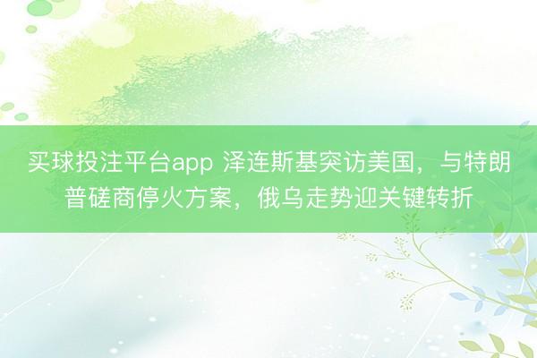 买球投注平台app 泽连斯基突访美国，与特朗普磋商停火方案，俄乌走势迎关键转折