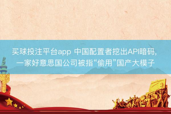 买球投注平台app 中国配置者挖出API暗码, 一家好意思国公司被指“偷用”国产大模子